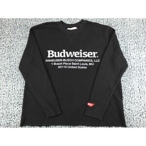 Budweiser PacSun Thermal Long Sleeve Shirt Mens Medium Black Graphic Waffle Knit